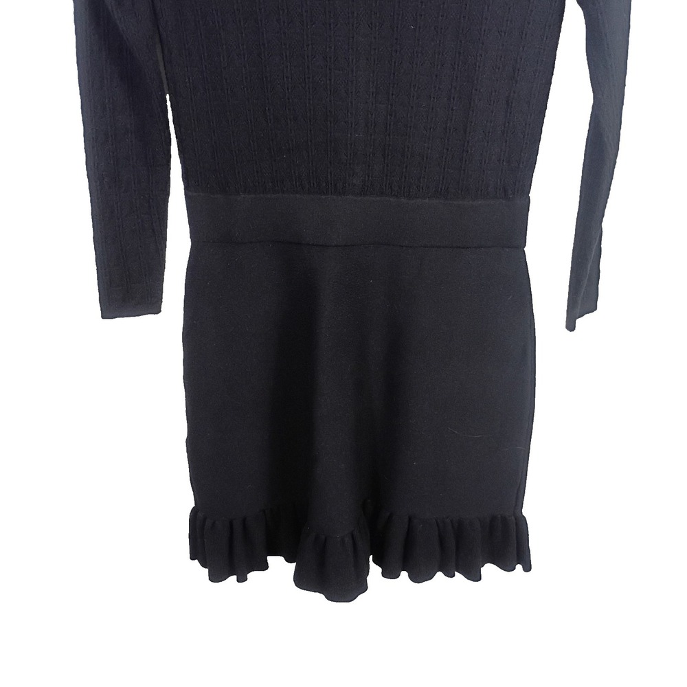 La Maille Sezane Diana Mini Knit Sweater Dress Womens Medium Black Minimalist - Picture 10 of 13